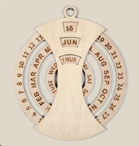 Wooden Perpetual Calendar Wall Clock PURPLE  