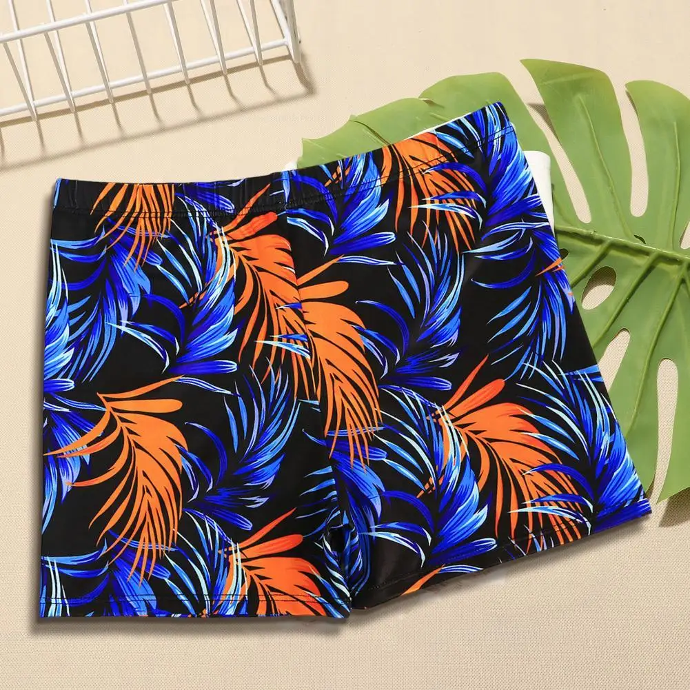 Men Swimming Trunks Quick Dry Men Shorts Digital Print Pattern Flat Corner Swimming Pants