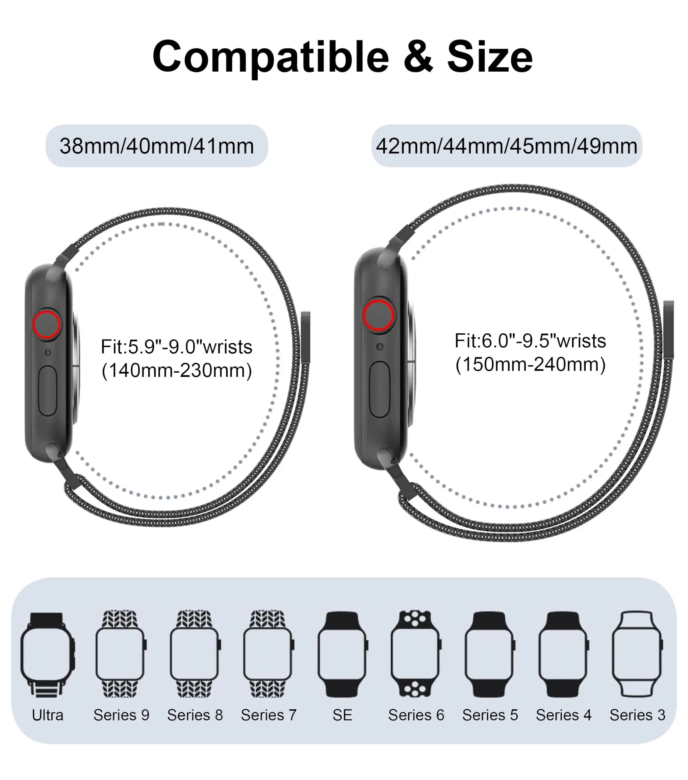 Premium Metal Milanese Smartwatch Strap Bracelet
