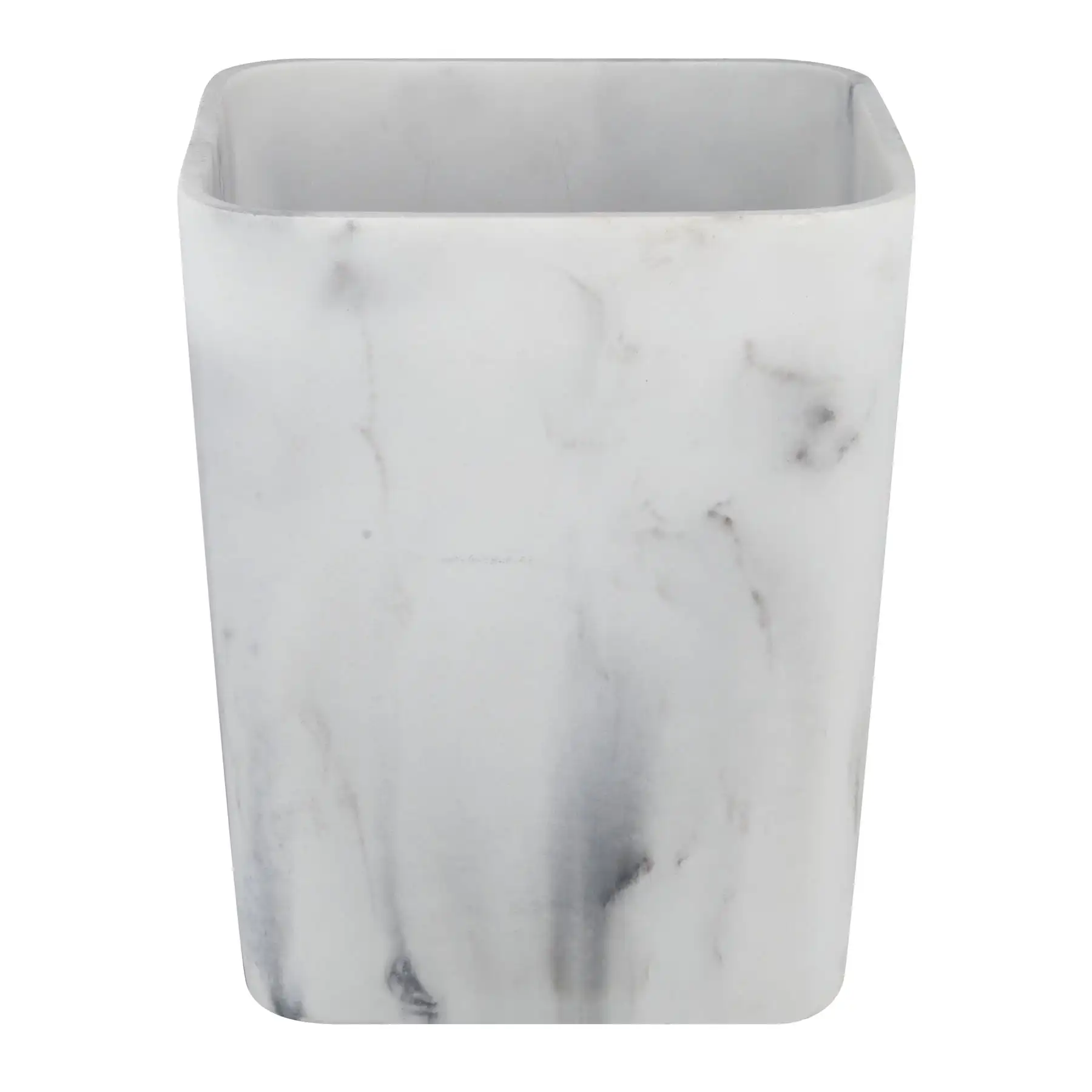 

Faux Marble Wastebasket, White
