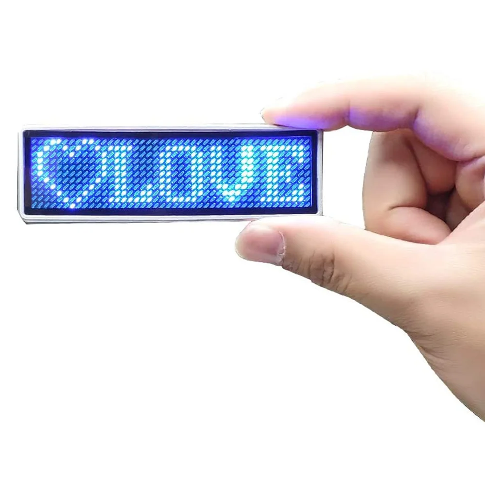 LED Display Board Rechargeable Bluetooth Digital DIY Programmable Scrolling Message Mini for Badge Insignia led display board