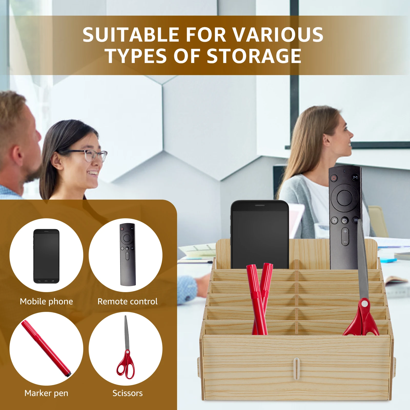 Wood Cell Phone Holder Solid Phone Storage Box Versatile Phone Holder Desktop Organizer Easy to Install Phone Management Storage 4