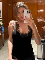 HH Women Summer Fashion Spliced ​​Lace Halter Neck Solid Slim Jumpsuit Female Beach Vacation Sexy Backless Sleeveless Jumpsuit - Image 2