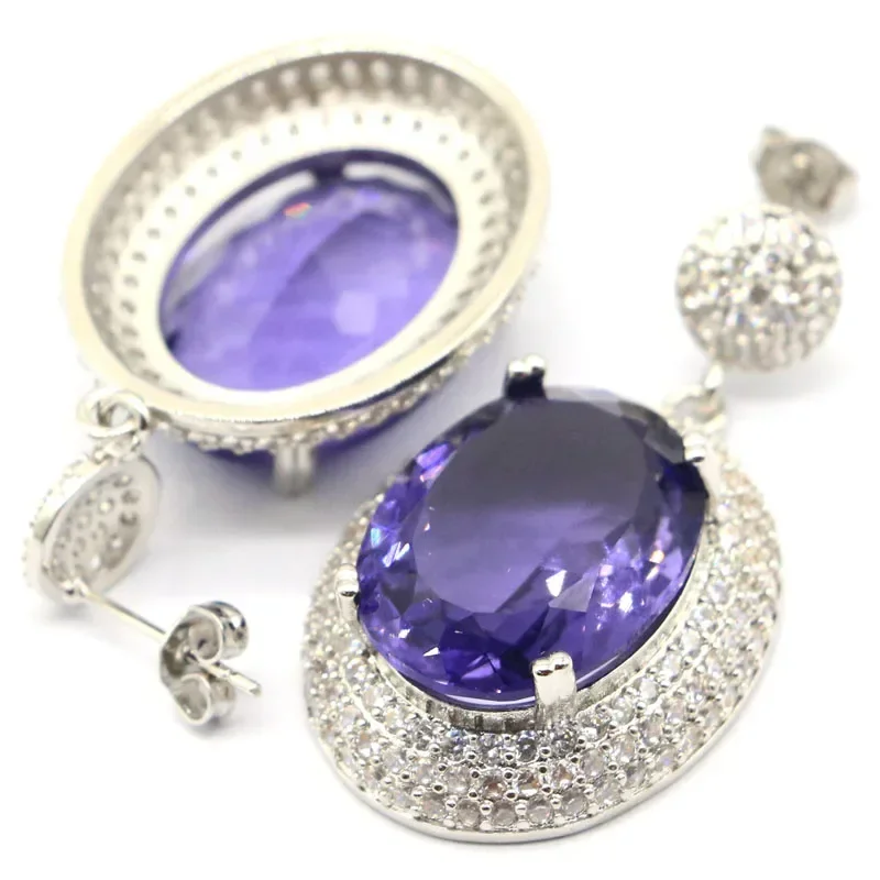18g 925 SOLID STERLING SILVER Earrings Violet Topaz Kunzite Alexandrite Topaz Zultanite Purple Spinel White CZ Dating