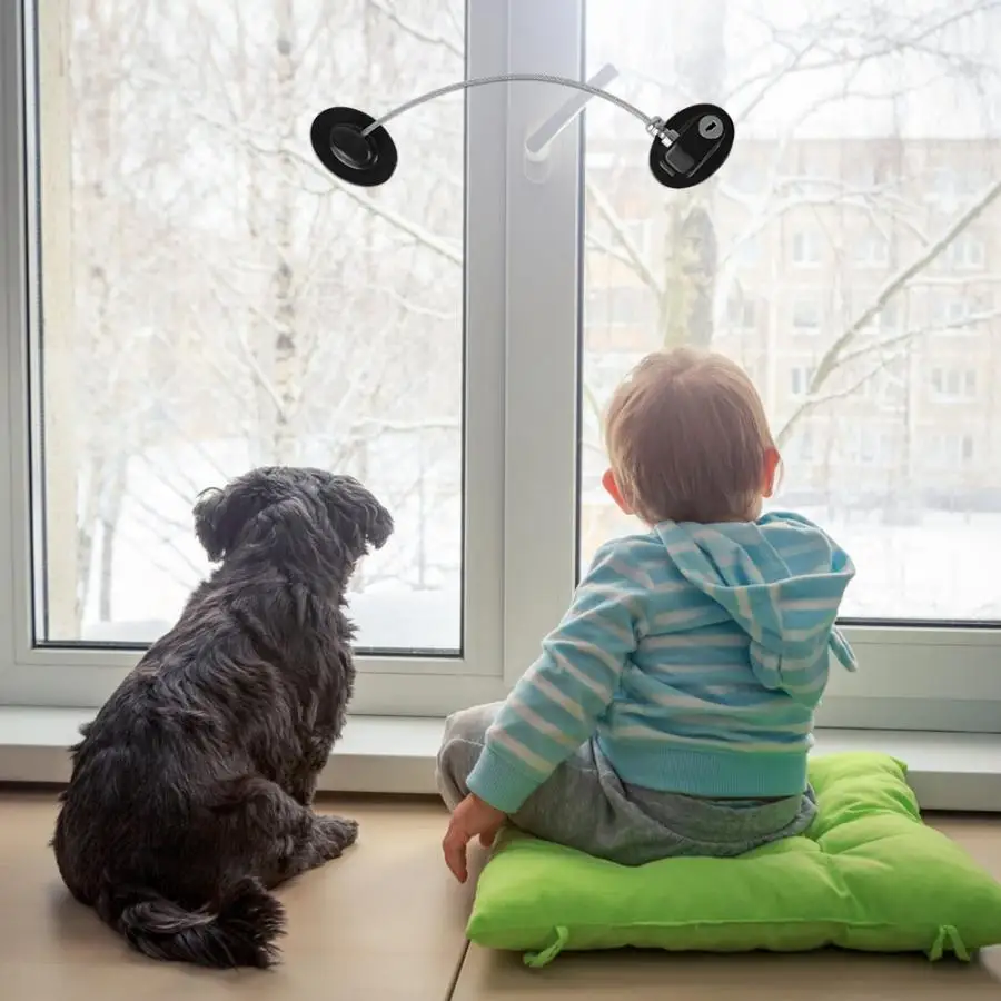 1pc StainlessSteel BabyChildSafetyLock Window Refrigerator Opening Security Cable Door Lock For Kids Safety Protector Protection