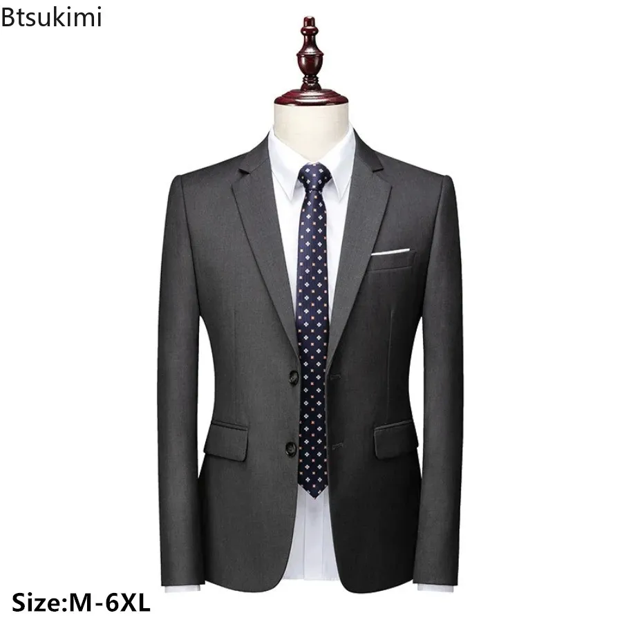 

2024 Fashion New Men's Casual Boutique Solid Suit Coat Male Slim High Quality Business Groom Wedding Blazer Jacket Big Size 6XL