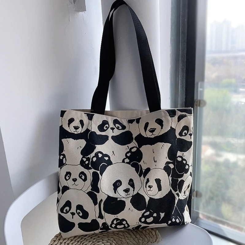 Teen Youth Pattern Canvas Bag, Large Capacity Female Single Handbag Shoulder Bag, Student Literary Artistic Simple Shopping Bag