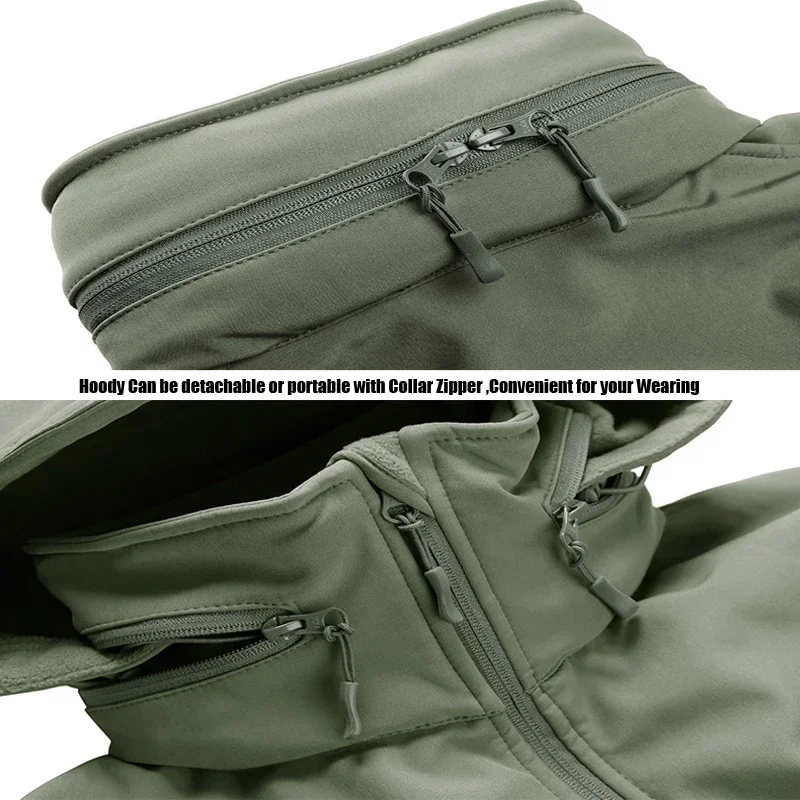 Camouflage Airsoft Jacket Men Hunting Tactical Fleece Coats Winter Waterproof Softshell Windbreaker Jacket Hunt Clothing