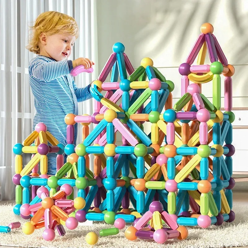 Montessori Magnetic Construction Building Blocks Children Creative ...