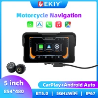 EKIY 5 Inch Wireless Carplay Android Auto Motorcycle Carplay Motorcycle Navigation GPS Display Monitor Motorcycle GPS Screen