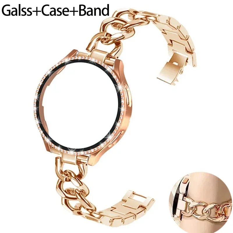 Elegant Bling Case with Metal Chain Strap & Screen Protector