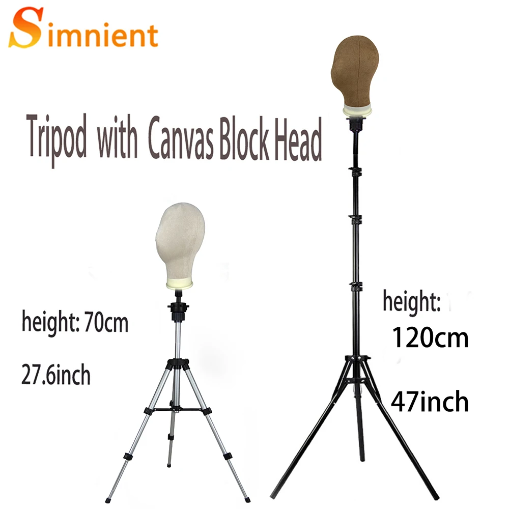New 23inch Canvas Block Head Display Training Mannequin Head Styling Manikin Doll Wig Tripod Stand Free Get Wig Install Kit