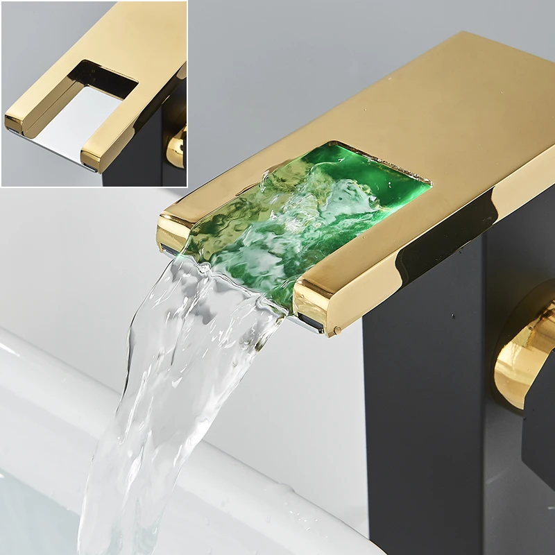 Bathroom Faucet Bathroom LED Basin Sink Faucet Color Change Deck Mount Brass Single Handle Single Hole Short/Tall Cold Hot Water Mixer Valve Tap