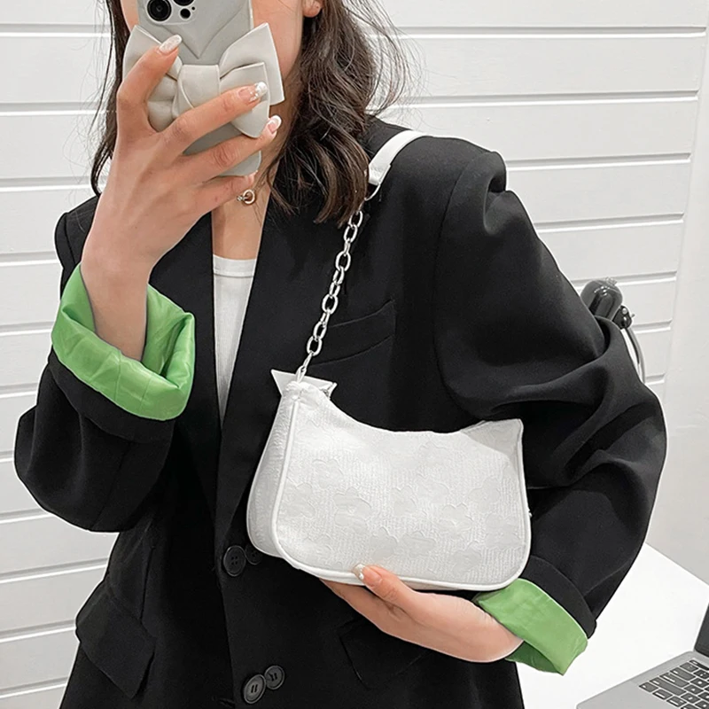 Lovely Women's Bag Flower Dark Pattern Design Fashion Shoulder Bag Women's Casual Designer Underarm Bag Handbag