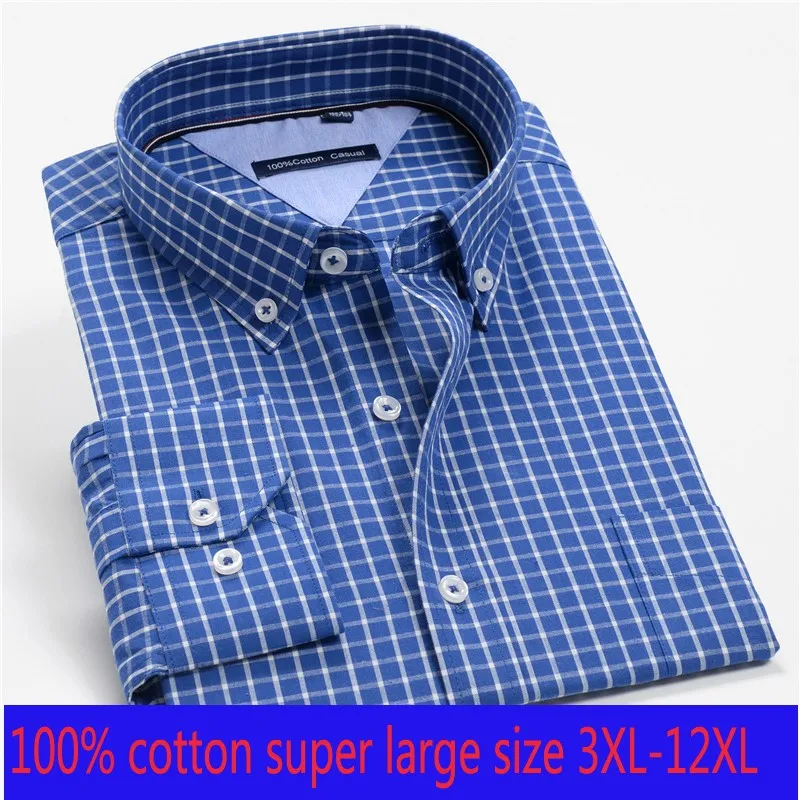 new arrival Spring autumn men formal Extra Large 100% Cotton long sleeve Shirts high quality plus size 3XL-7XL 8XL 9XL 10XL