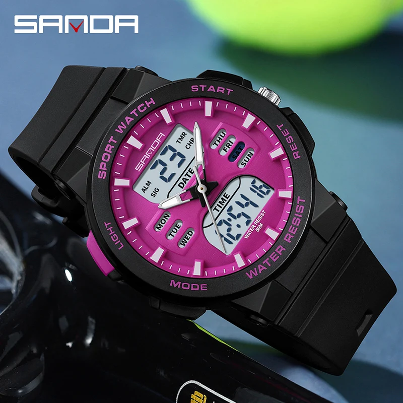 SANDA Women's Fashion LED Digital Sport Watch - Waterproof Casual Quartz Timepiece