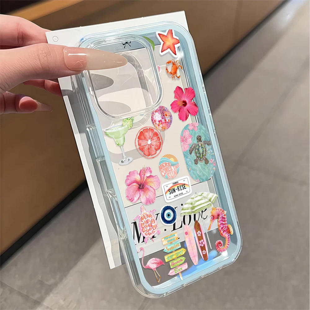 Summer Hawaii Beach Sticker Clear Phone Case - Soft Protective Cover
