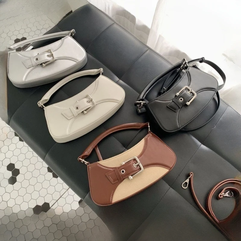 

Korean OSOI niche belt buckle design vintage fashion cowhide handbag premium sense women's bag bags for women handbag