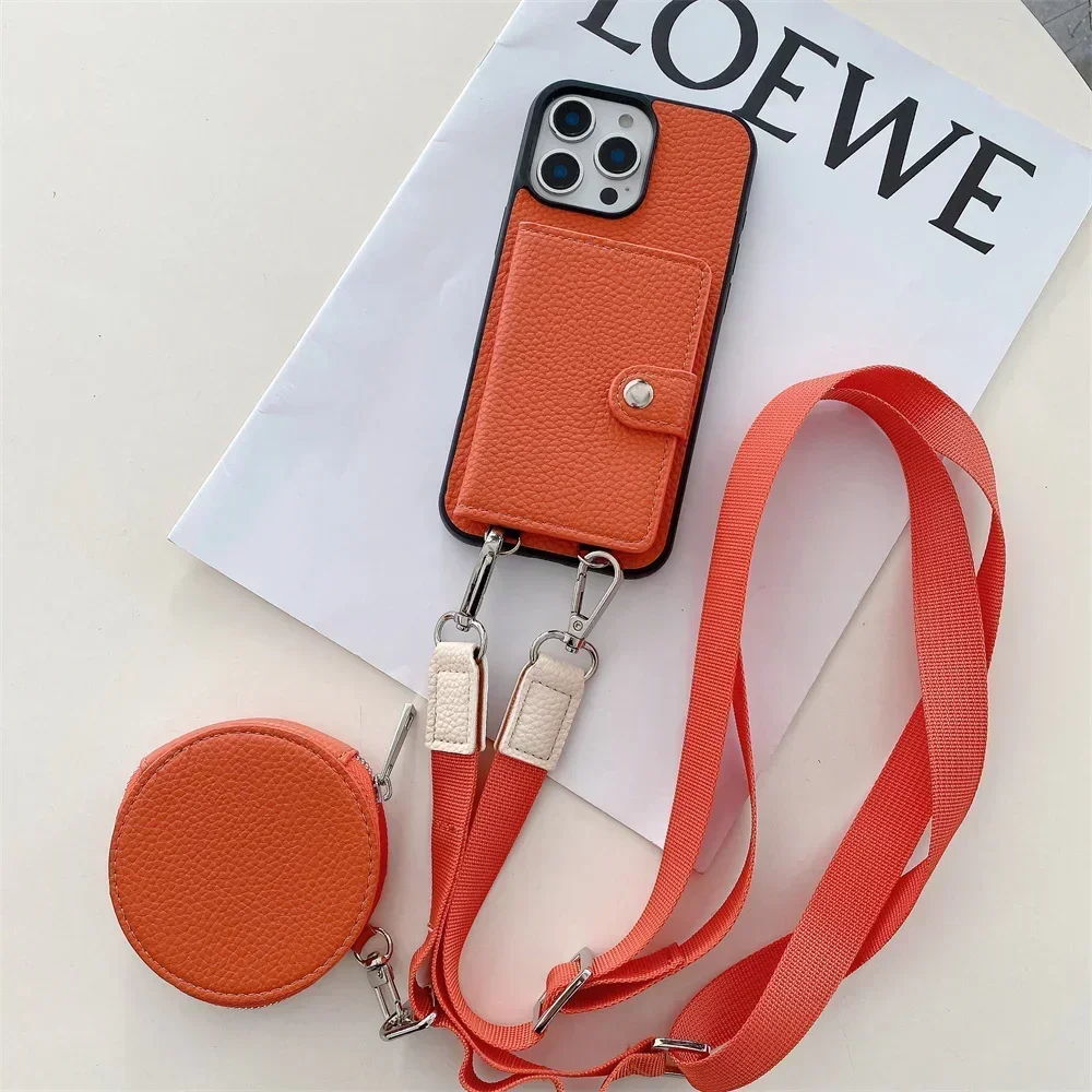 Leather Crossbody Wallet Phone Case with Card Slot and Coin Purse