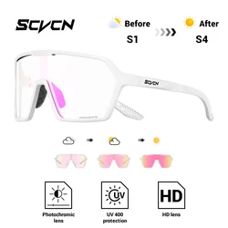 Unisex Photochromic Outdoor Sports Sunglasses - UV400 Protective Eyewear for Cycling, Running, and Hiking (Pink Photochromic - 04)
