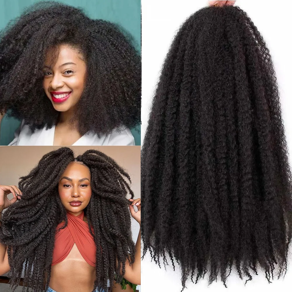 

Marley Hair-18 Inch Marley Twist Hair For Twists Cuabn Marley Braiding Springy Afro Kinky Curly Crochet Hair For Faux Locs