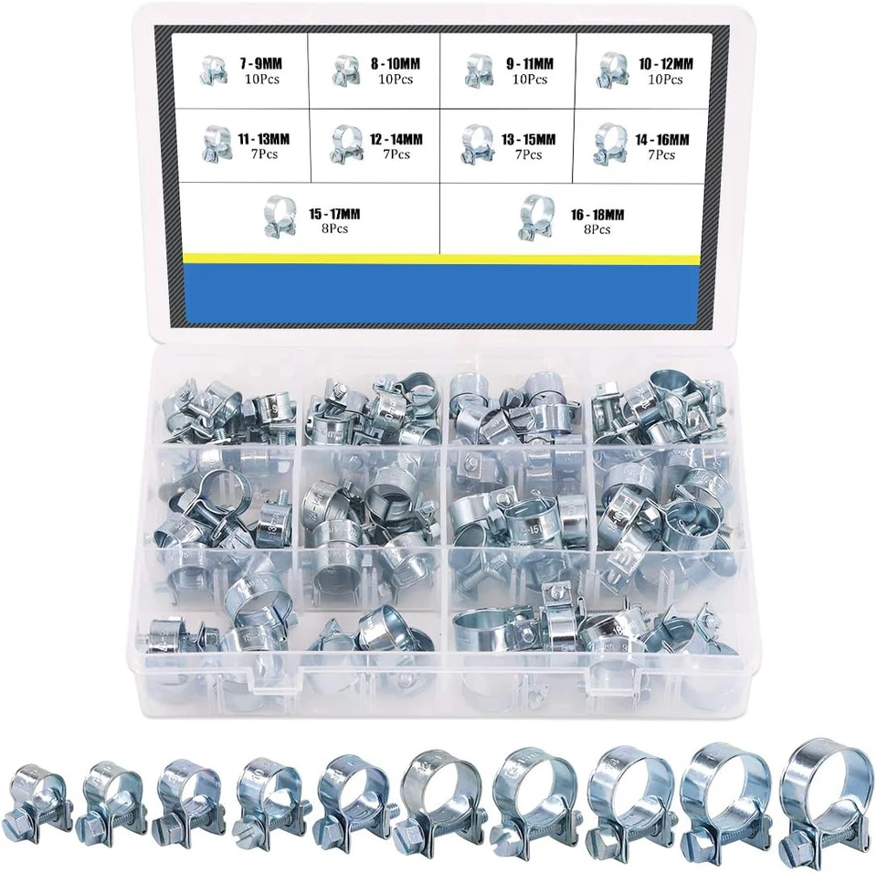 K di assortimento di fascette per tubi flessibili in stile mini iniezione di carburante da 84 pezzi 10 dimensioni per tubi di benzina diesel  13