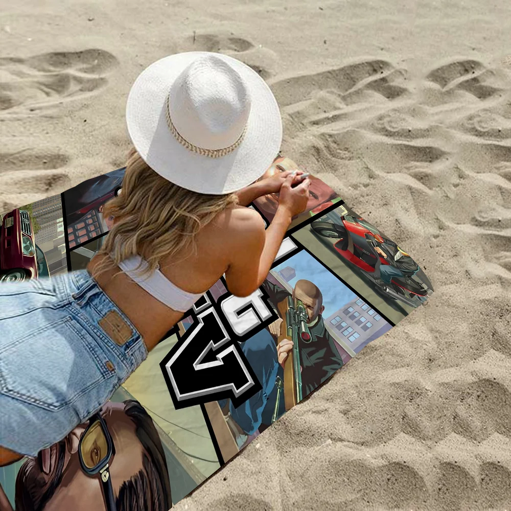 GTA 5 Grand Theft Auto Anime Beach Swimming Towel Soft Absorbent Washcloth Children's Gifts for Kids Travel Camping Gym 5
