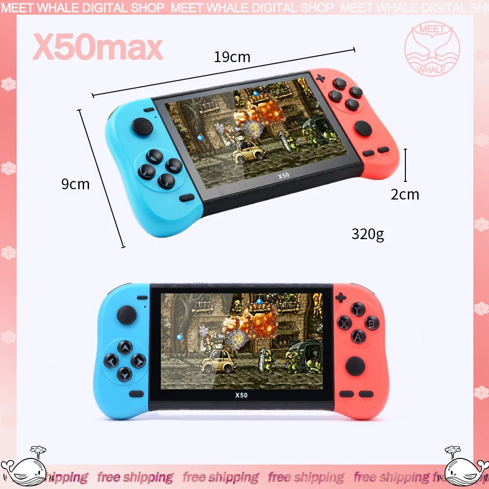 X50Max Portable Game Console X50 Mini Handheld 5.1Inch HD Screen Handheld Audio Video Player 8G Classic Play Built-in Free Game