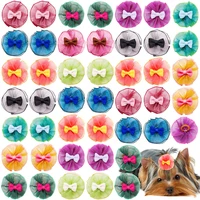 20/30pcs Colorful Dog Puppy Bowknot Puppy Hair Bow Rubber Band Decorate Dog Head Flower for Dog Product Grooming Pet Accessories 1