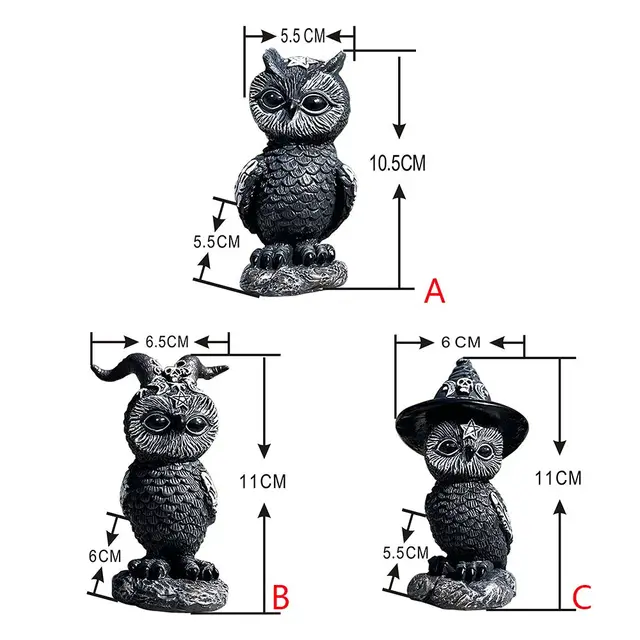 Halloween Party Mágikus Fekete Bagoly Művészet Gyűjthető Figura Boszorkány Kalap Díszek Szobor Állati - Image 6