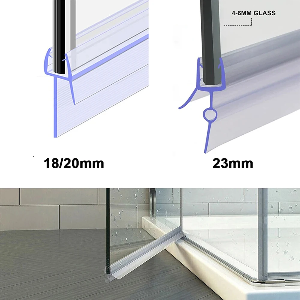 Bath Shower Screen Door Seal Strip PVC Shower Frameless Glass Door Gap