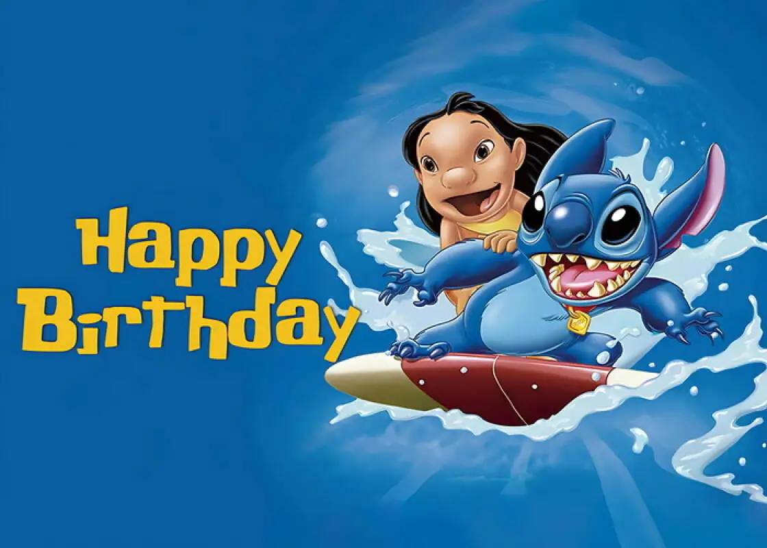 thumbnail image 1 of 1 juego de fondos para fiesta con temática de dibujos animados de Lilo y Stitch, decoración para fotos de fiestas de cumpleaños de niños, fondo de fotografía con flores del océano, 1 of 5