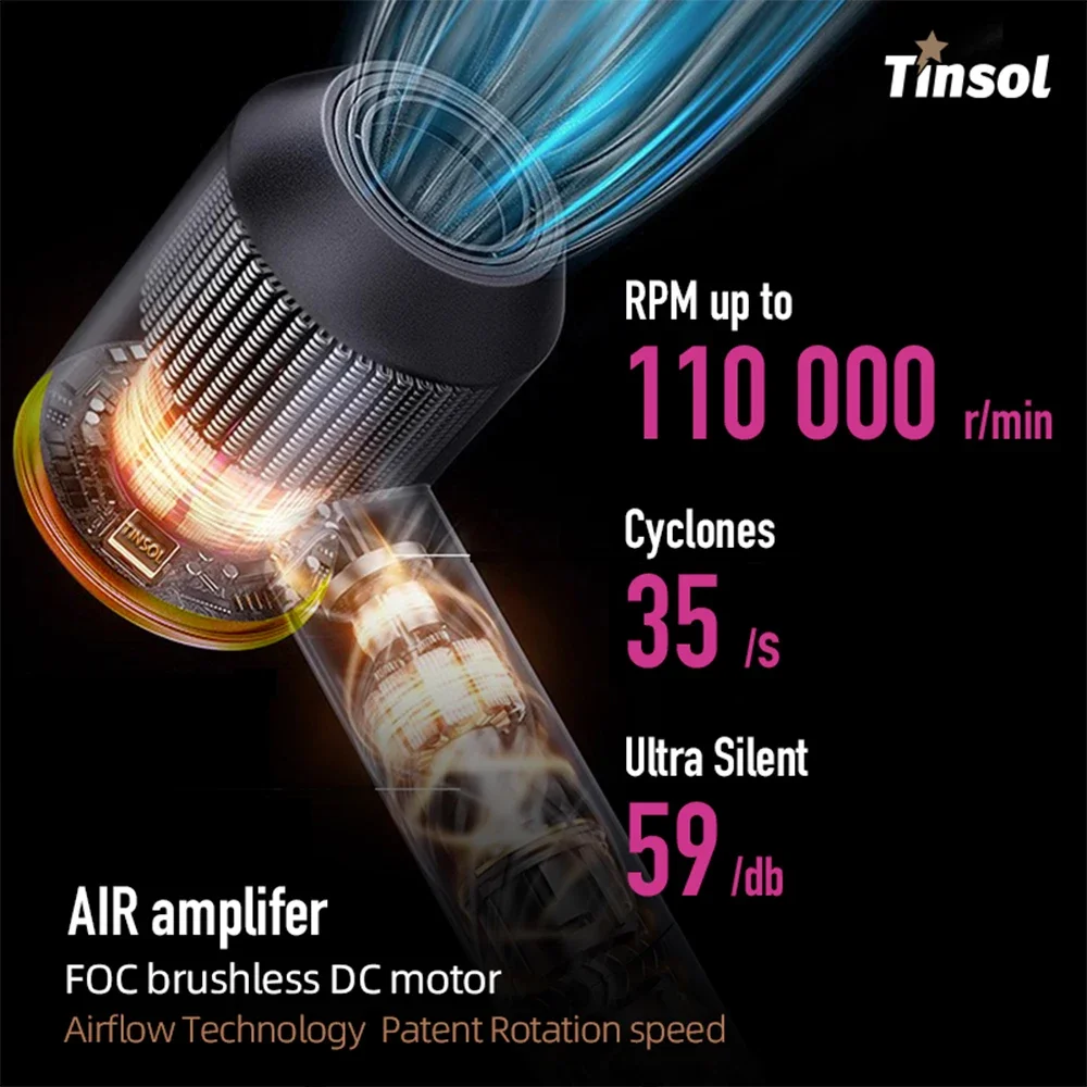 TINSOL 2025 مجففات الشعر الجديدة بلا أوراق مجفف لل...