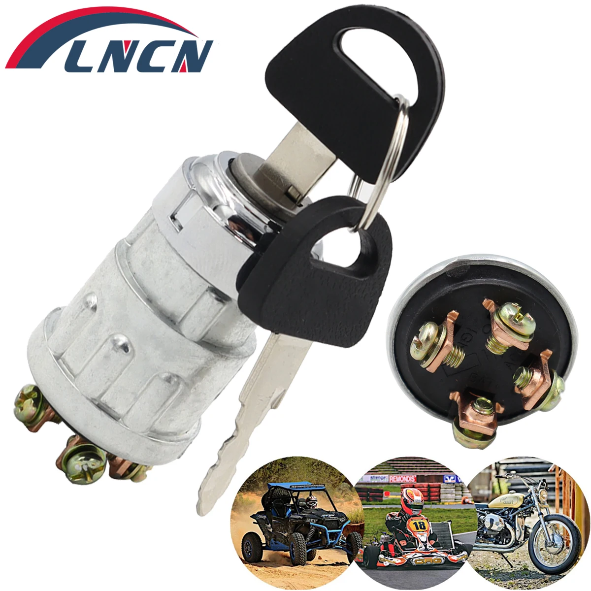 Universal Car Boat 12V 4 Position Ignition ON /OFF /Start Ignition Switch Lock with 2 Keys for Petrol Engine Farm Machines