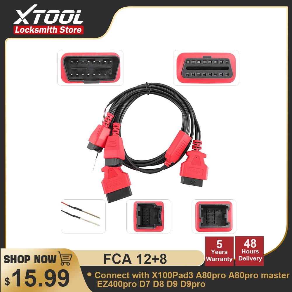 

XTOOL FCA 12+8 Connector Cable Adapter for Chrysler Connect with X100Pad3 A80pro A80pro master EZ400pro D7 D8 D9 D9pro