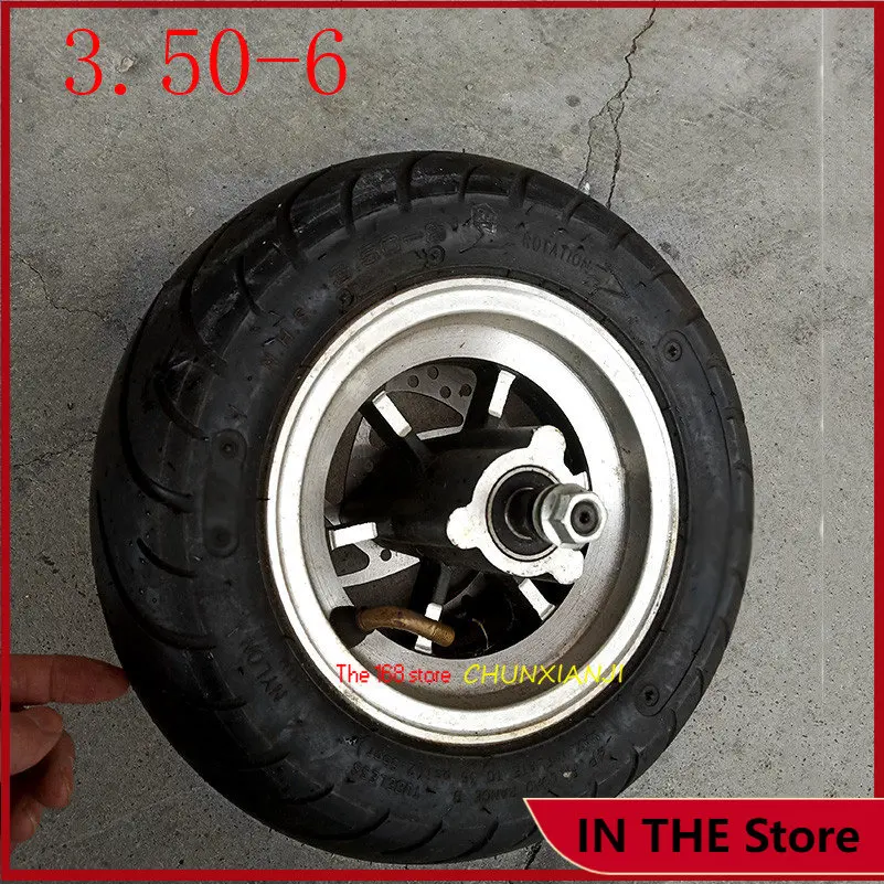 

Size 10 inch electric scooter wheels 6 inch wheel hub + 3.50-6 vacuum Road tyre + Brake disc fits Folding electric scooter