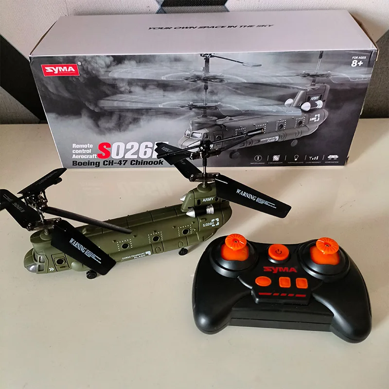 Hélicoptère RC Syma S026H Chinook militaire vert armée 2.4GHz