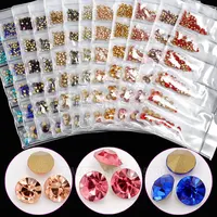 6 Grids/Pack Mix 5 Sizes Nail Glitter V-Bottom Sharp Diamond Gems Arylic Nail Art Rhinestone Jewel Decorations Manicure DIY GZ 1