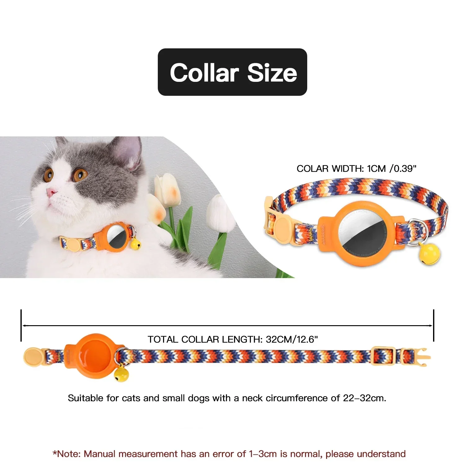Pink Silicone Cat Collar for Airtag with Bell