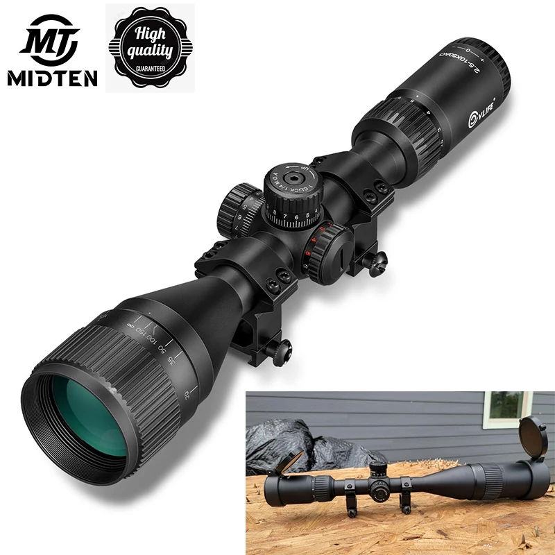 MidTen EagleFeather AO Rifle Scope Medium Long Range Scope with Red/Green Illuminated Mil-dot Reticle Front Parallax 1 inch Tube