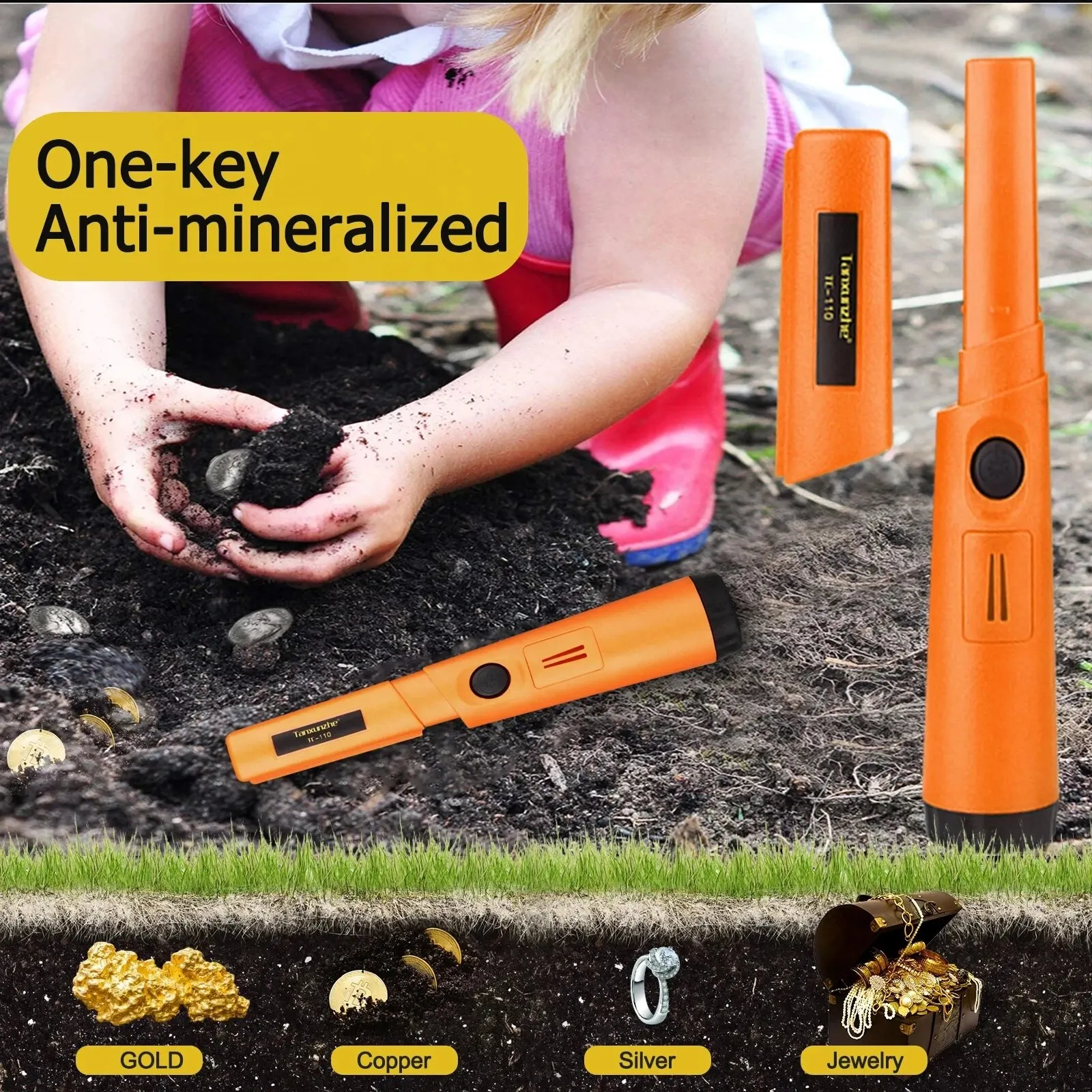 Metal Detector TC-110 Handheld Positioning Rod Anti-scratch Protection Cover IP68 Waterproof