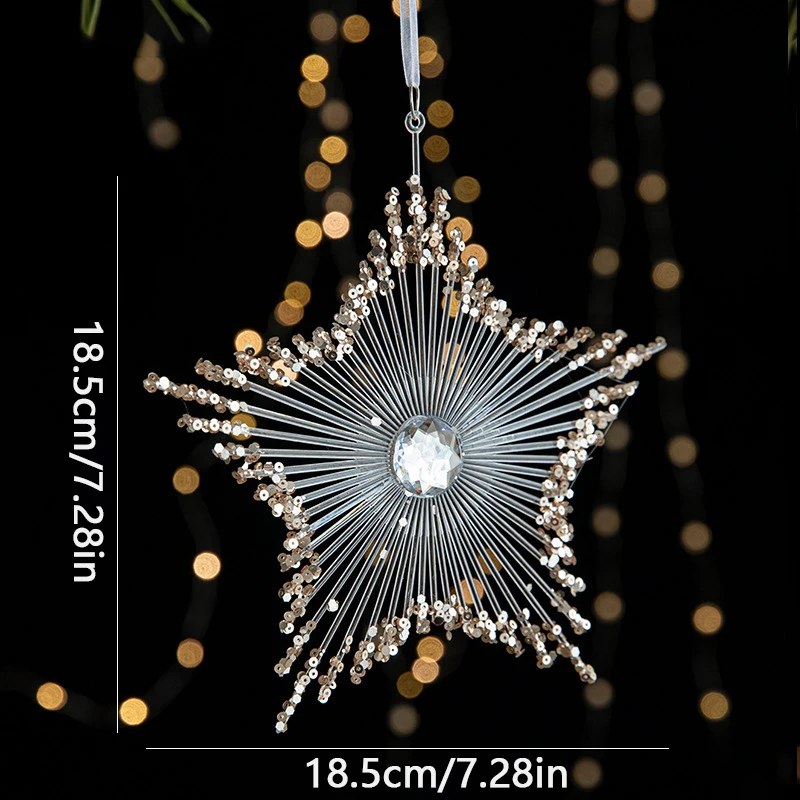 Description Picture 6 of itemAcrylic Crystal Christmas Tree Ornaments Star Snowflake Bell Elk Hanging Pendants Christmas Decoration 2025 New Year Xmas Gifts