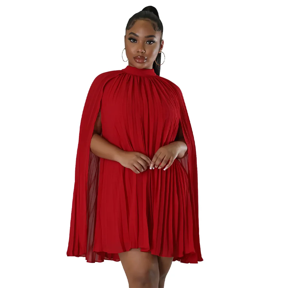 

African Dresses for Women Autumn Sexy African Batwing Sleeve O-neck Black White Blue Pleat Mini Dress Dashiki African Clothing