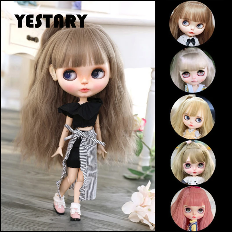 

YESTARY Blythe Wig BJD Doll Accessories For 1/3 1/4 1/6 Dolls Tress Fashion Long Hair High Temperature Silk Curly Hair Wig Girls