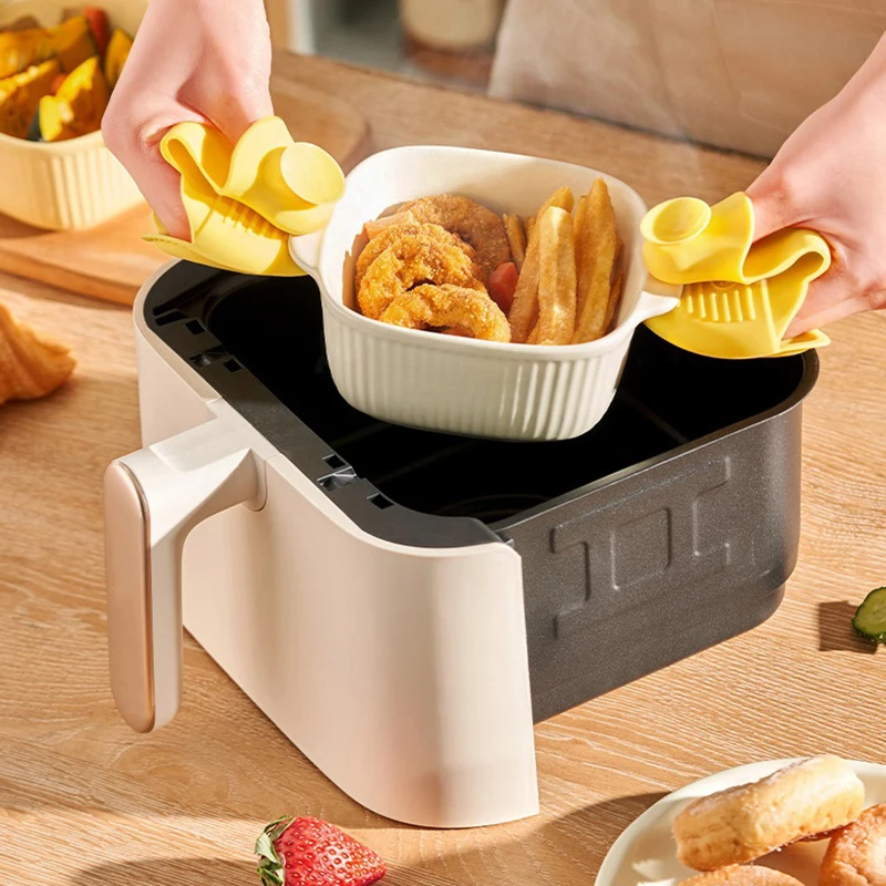 1Pc Thicken Baking Silicone Oven Mitts Microwave Oven Glove Heat Insulation Anti-slip Grips Bowl Pot Clips Kitchen Gadgets