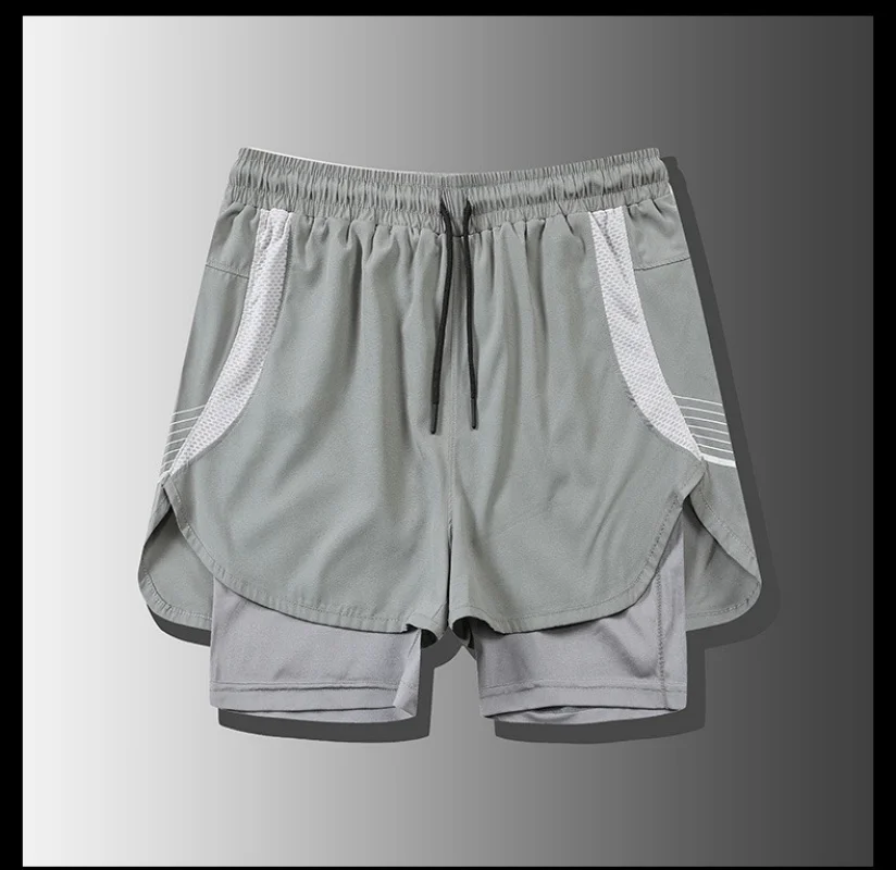 New Fashion shorts Men's 2 in1 Volleyball shorts Fitness Sports Shorts Casual Beach Workout Lined Tight Shorts Daily Style
