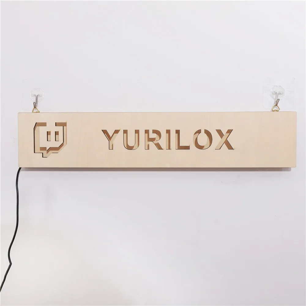 맞춤형 게이머 태그 트위치 벽 램프, 맞춤형 나무 LED USB 야간 조명 원격 제어 색상 변경 게이머 태그 네온 사인