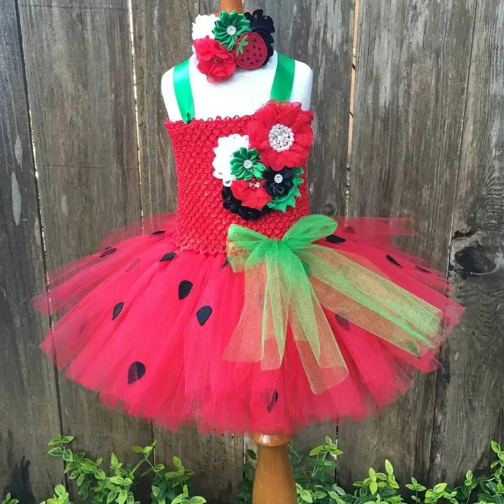 Rote Blumen, mit Erdbeer gefüttertes Tutu-Kleid für Babys, Früchte, Geburtstagskostüme, Kinder, Halloween-Outfit, Kinder-Früchte-Kleidung – Detail 11