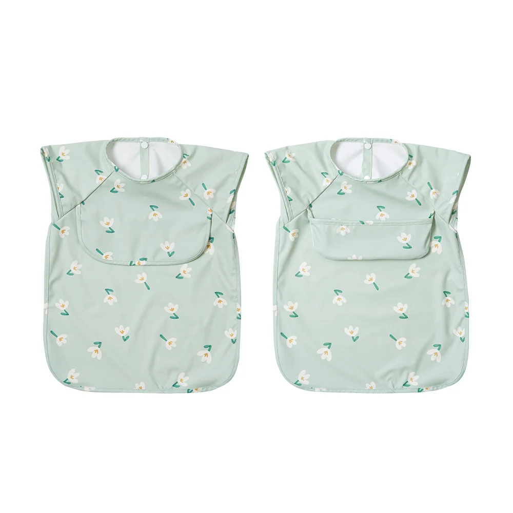 HappyFlute Sleeveless PU Reverse Dressing Baby Eating Cloth Cover Super Soft Waterproof Baby Food Pocket Dirt Proof Feeding Bibs 2