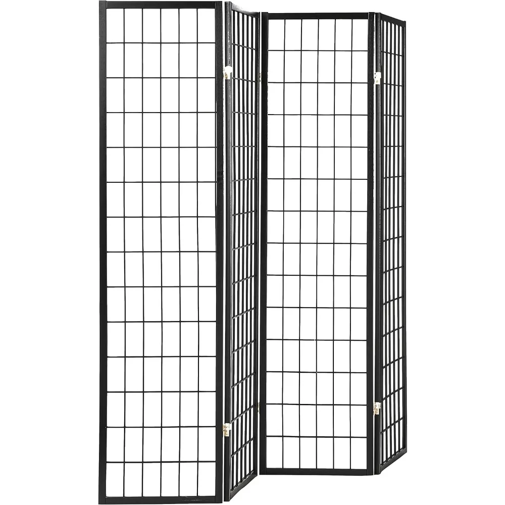4-Panel Shoji Screen Room Divider, Black